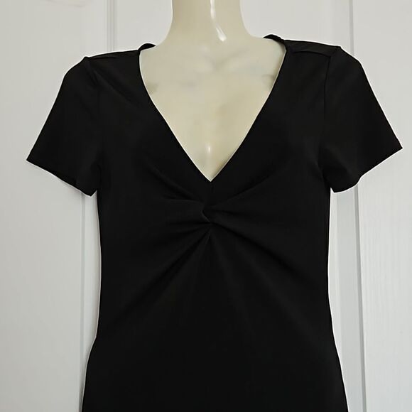 Ambianee Women's V-neck With Ruffled Bodycon Mini Dress Black Small - Picture 3 of 16